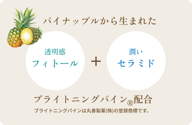 パイナップルから生まれたブライトニングパイン配合