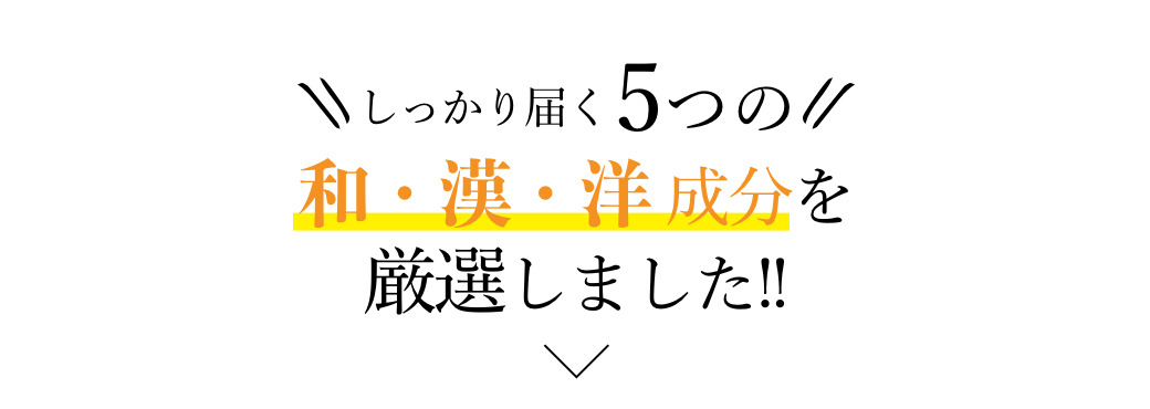 しっかり届く5つの和・漢・洋 成分を厳選しました!!