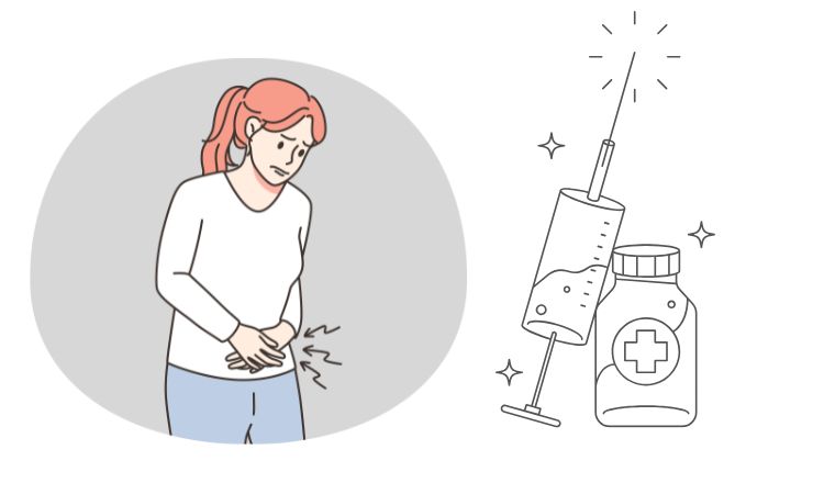 生理痛・PMS(月経前症候群)に悩んでいる女性とプラセンタ注射