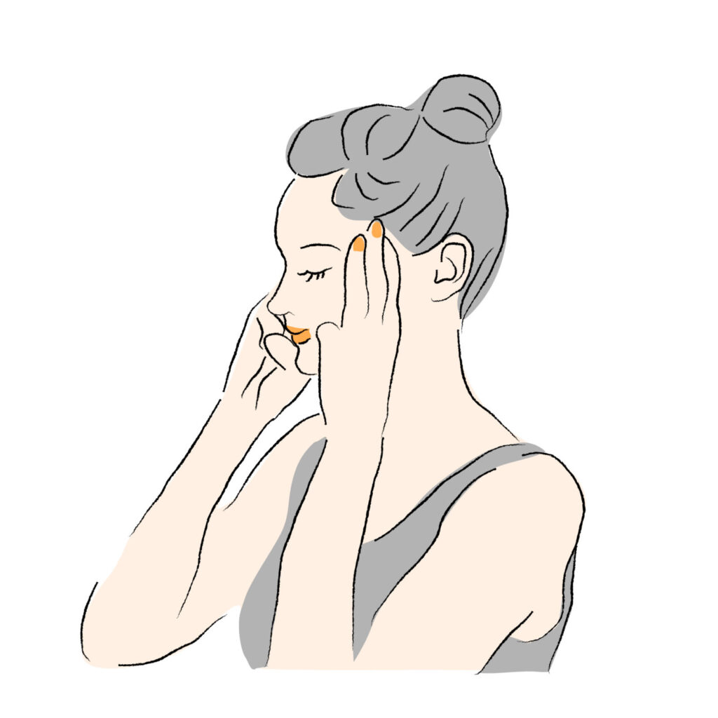 アロマオイルのこめかみマッサージ